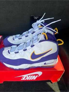 Nike Air Max Uptempo Lakers Derek Fisher Men Sz 10 311090-103 White Purple NIB!